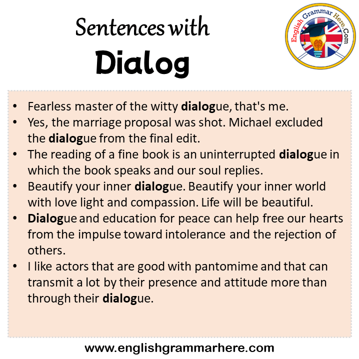 Sentences with Dialog, Dialog in a Sentence in English, Sentences For Dialog