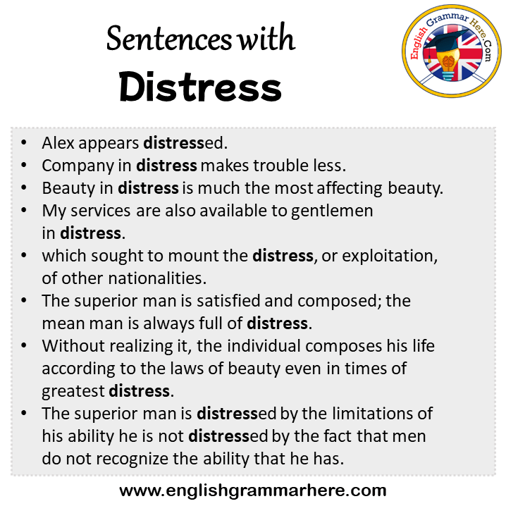 Sentences with Distress, Distress in a Sentence in English, Sentences For Distress