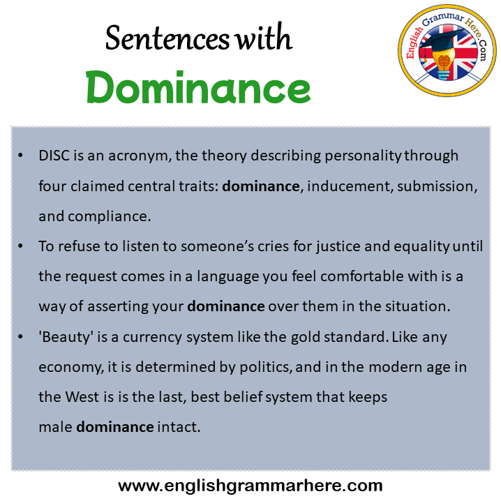 Sentences with Dominance, Dominance in a Sentence in English, Sentences For Dominance