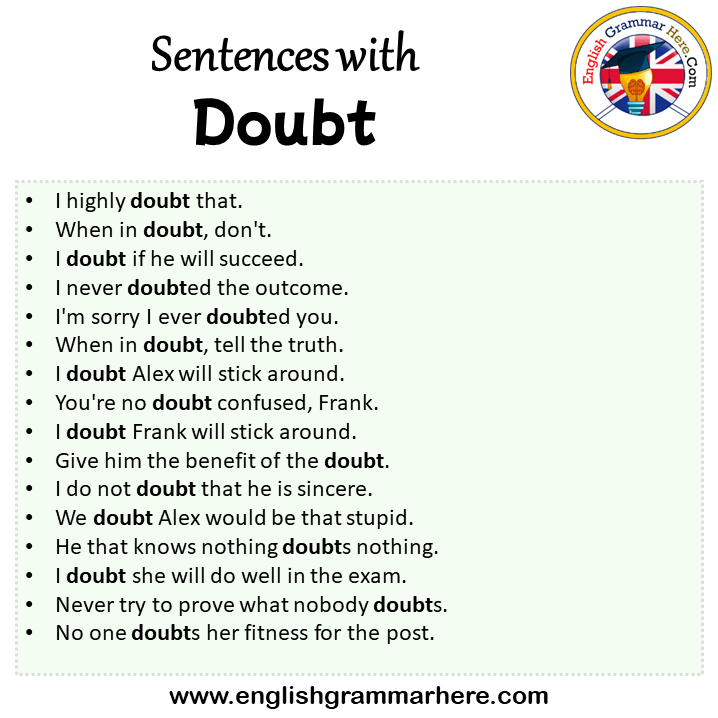 Sentences with Doubt, Doubt in a Sentence in English, Sentences For Doubt