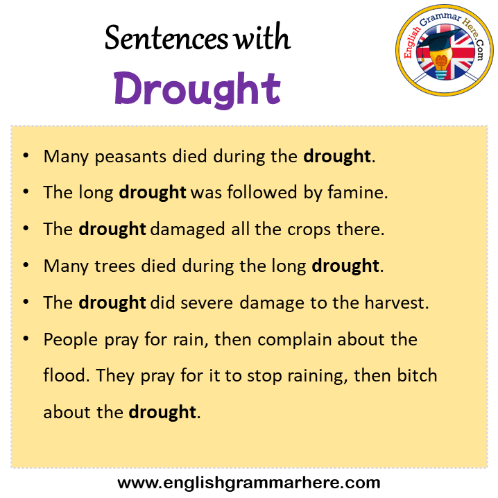 Sentences with Drought, Drought in a Sentence in English, Sentences For Drought