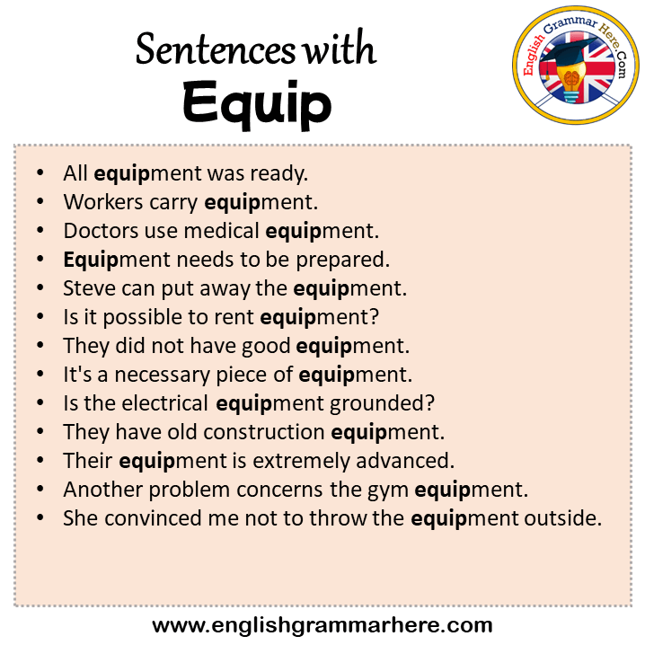 Sentences with Equip, Equip in a Sentence in English, Sentences For Equip