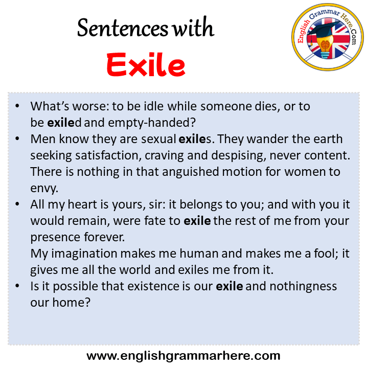 Sentences with Exile, Exile in a Sentence in English, Sentences For Exile