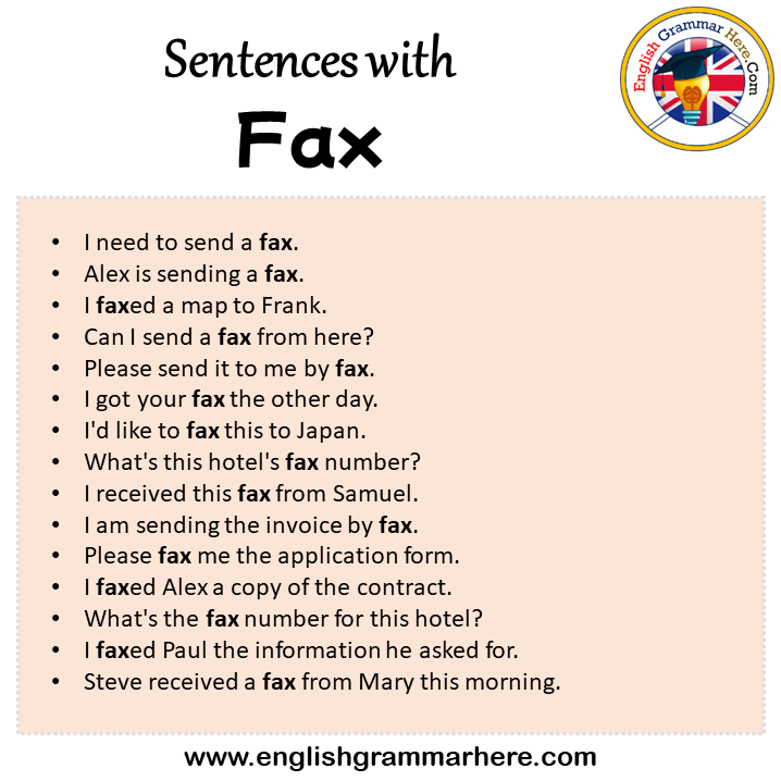 Sentences with Fax, Fax in a Sentence in English, Sentences For Fax
