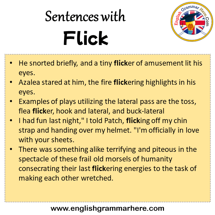 Sentences with Flick, Flick in a Sentence in English, Sentences For Flick