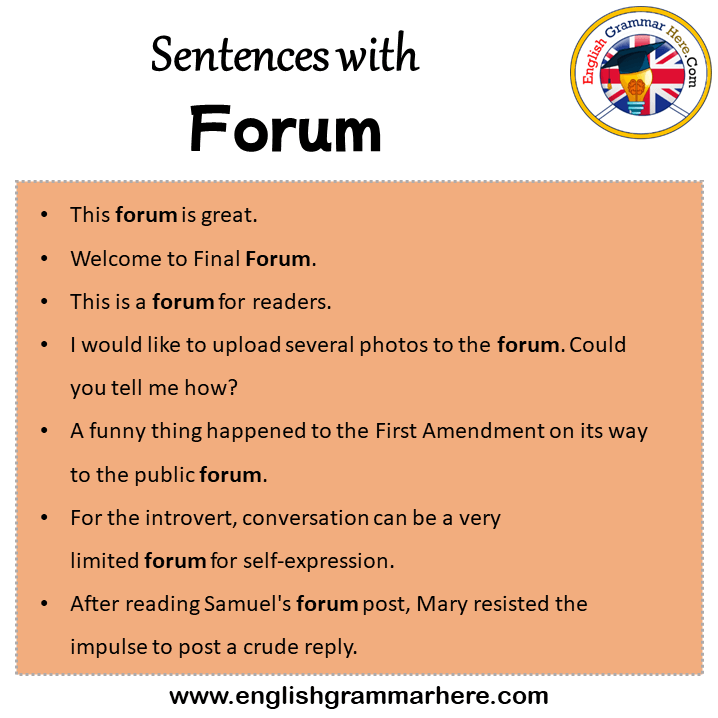 Sentences with Forum, Forum in a Sentence in English, Sentences For Forum