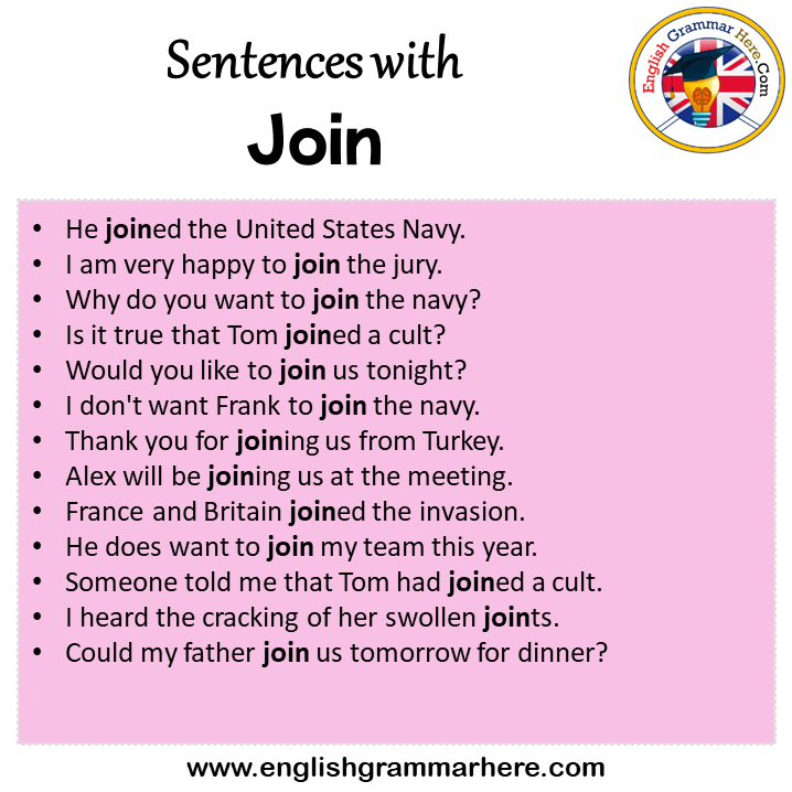 Sentences with Join, Join in a Sentence in English, Sentences For Join