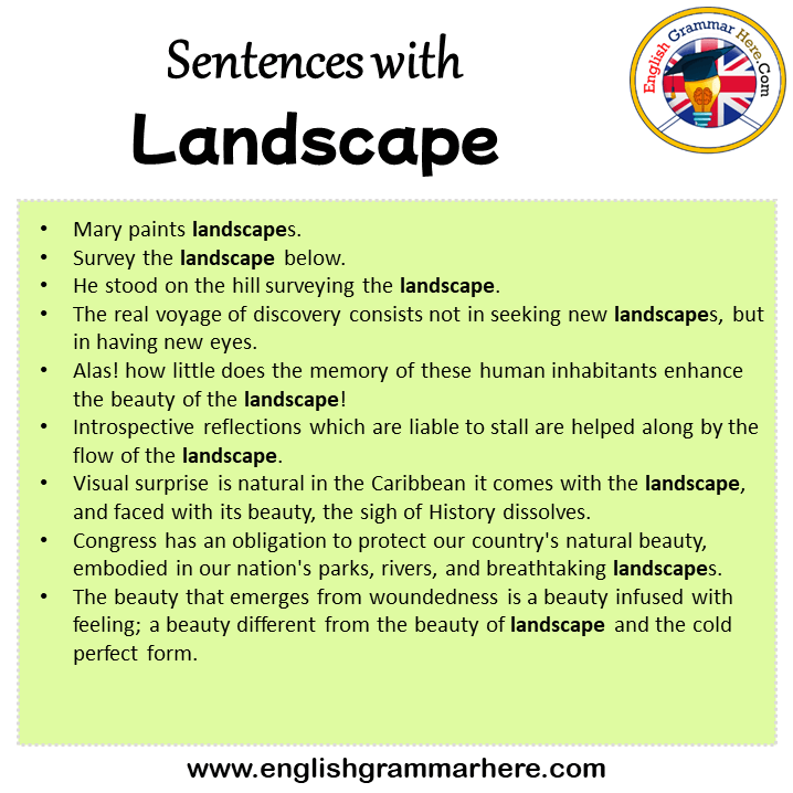 Sentences with Landscape, Landscape in a Sentence in English, Sentences For Landscape