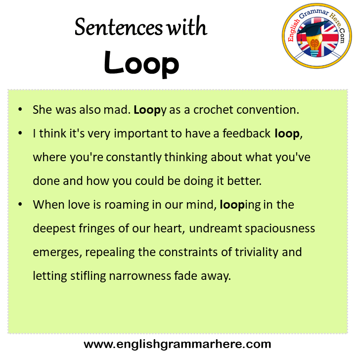 Sentences with Loop, Loop in a Sentence in English, Sentences For Loop