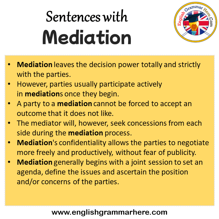 Sentences with Mediation, Mediation in a Sentence in English, Sentences For Mediation