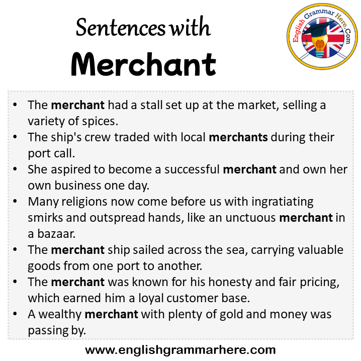 Sentences with Merchant, Merchant in a Sentence in English, Sentences ...