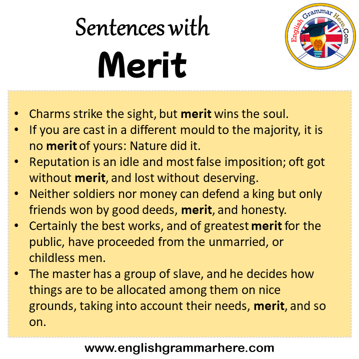 Sentences with Merit, Merit in a Sentence in English, Sentences For Merit