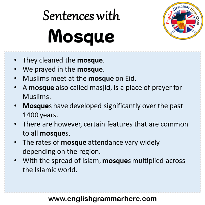 Sentences with Mosque, Mosque in a Sentence in English, Sentences For Mosque