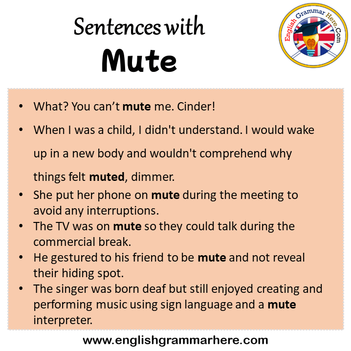 Sentences with Mute, Mute in a Sentence in English, Sentences For Mute