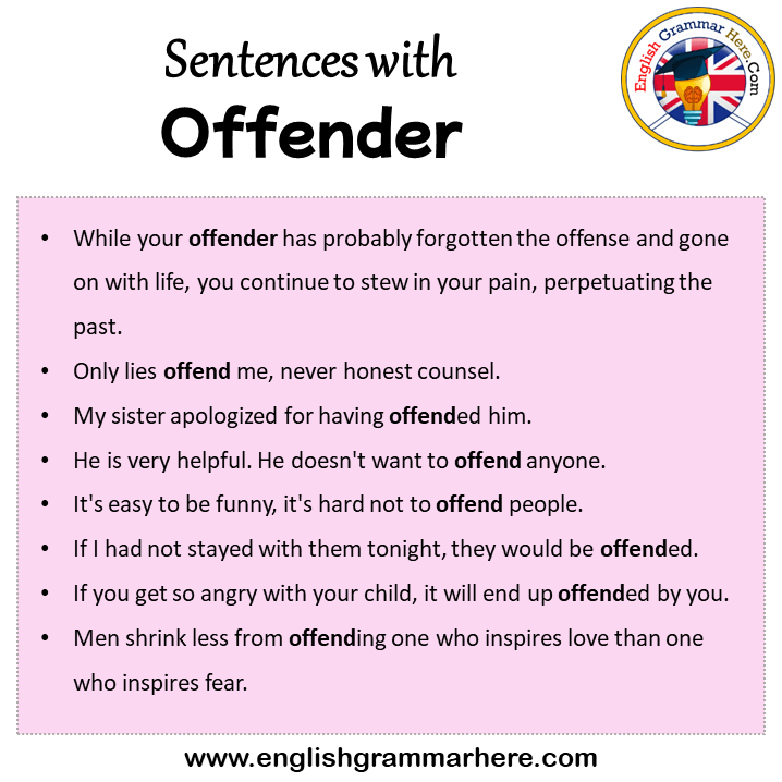 Sentences with Offender, Offender in a Sentence in English, Sentences For Offender