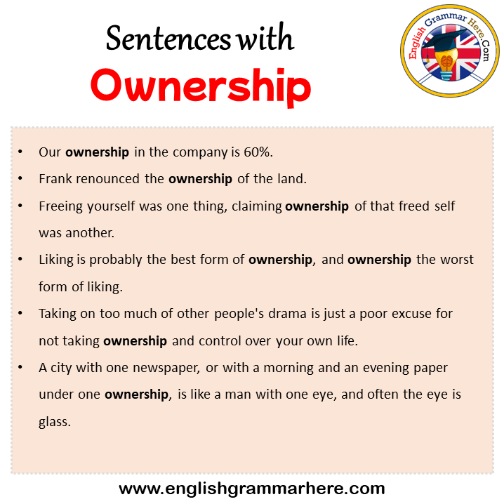 Sentences with Ownership, Ownership in a Sentence in English, Sentences For Ownership