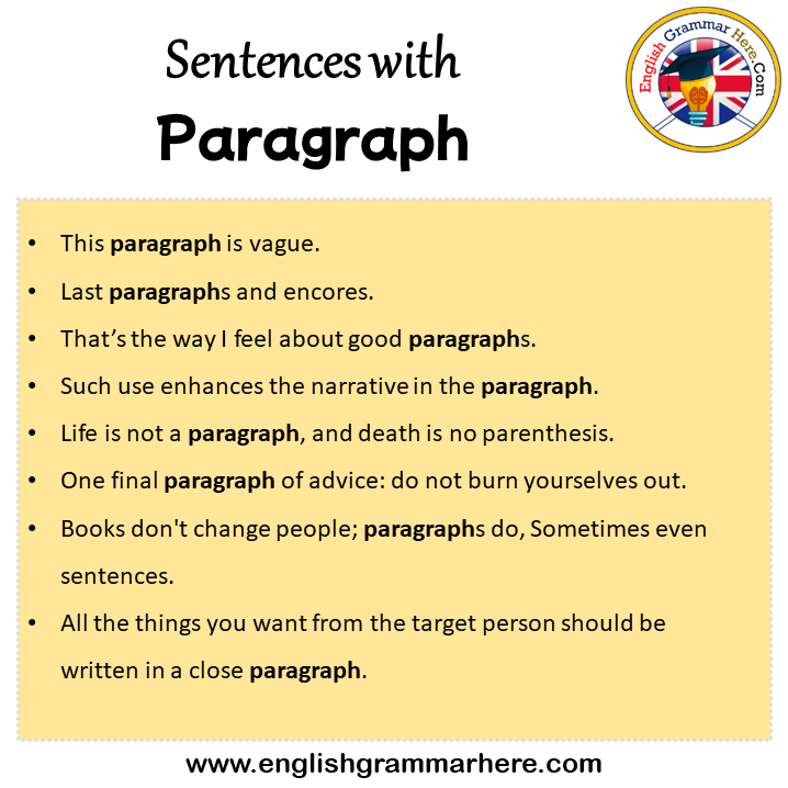 Sentences with Paragraph, Paragraph in a Sentence in English, Sentences For Paragraph