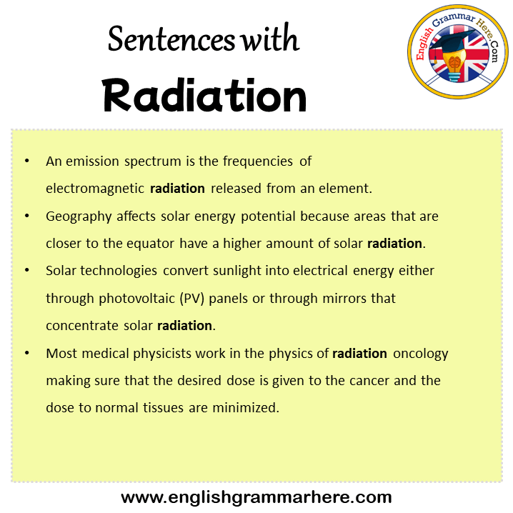 Sentences with Radiation, Radiation in a Sentence in English, Sentences For Radiation