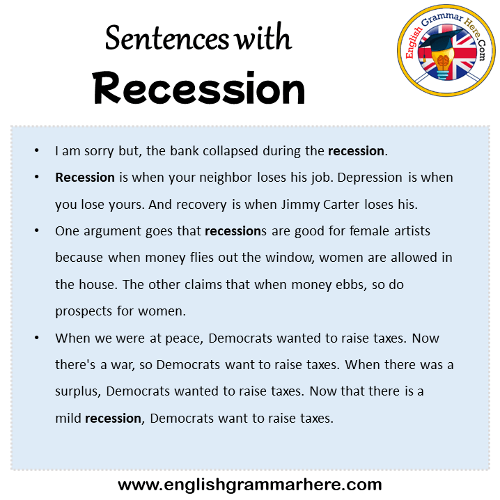 Sentences with Recession, Recession in a Sentence in English, Sentences For Recession