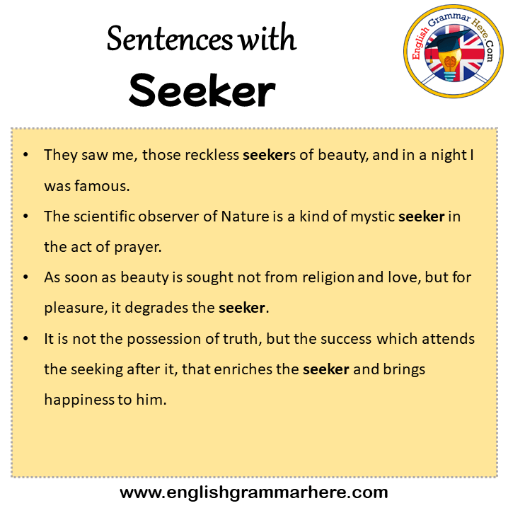 Sentences with Seeker, Seeker in a Sentence in English, Sentences For Seeker