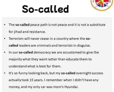 Sentences with So-called Archives - English Grammar Here