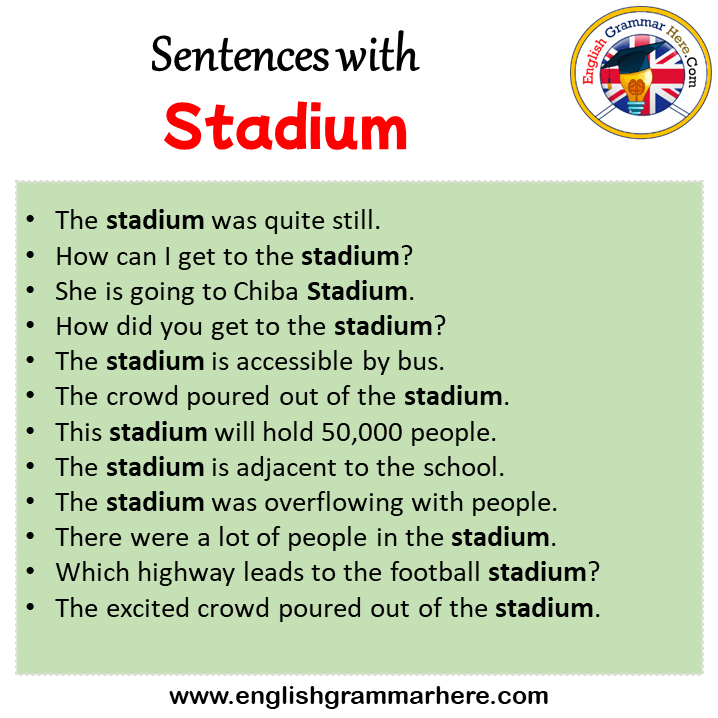 Sentences with Stadium, Stadium in a Sentence in English, Sentences For Stadium