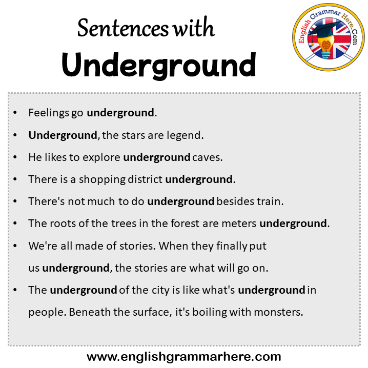 Sentences with Underground, Underground in a Sentence in English, Sentences For Underground