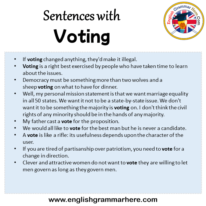 Sentences with Voting, Voting in a Sentence in English, Sentences For Voting