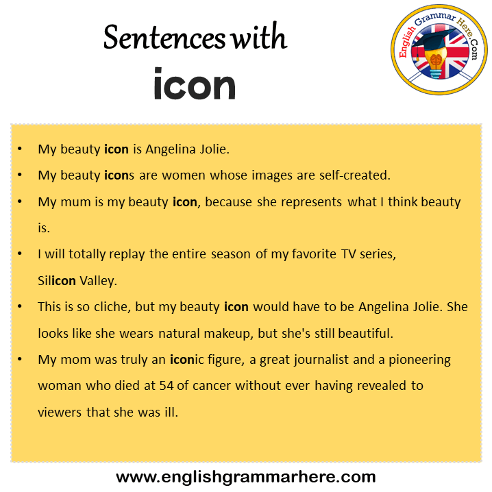 Sentences with icon, icon in a Sentence in English, Sentences For icon