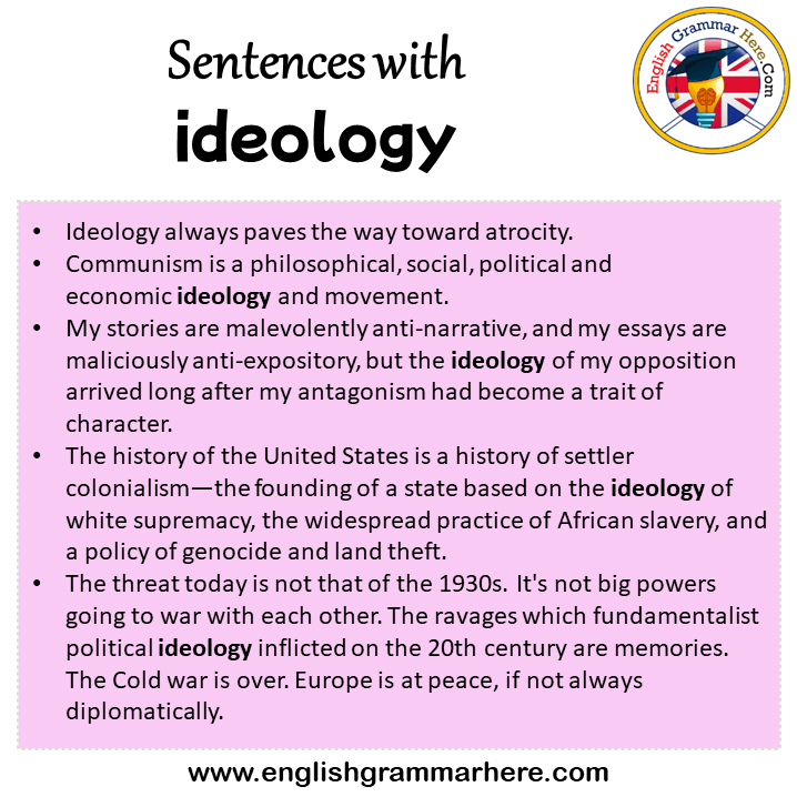 Sentences with ideology, ideology in a Sentence in English, Sentences For ideology