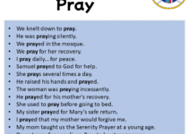Sentences with Pray, Pray in a Sentence in English, Sentences For Pray