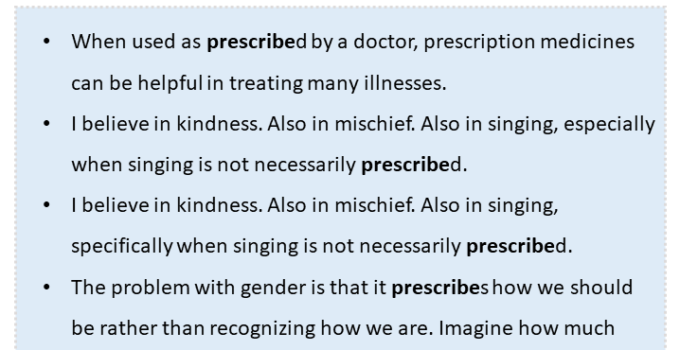 Sentences with Prescribe, Prescribe in a Sentence in English, Sentences For Prescribe