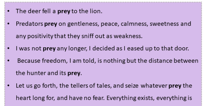 Sentences with Prey, Prey in a Sentence in English, Sentences For Prey