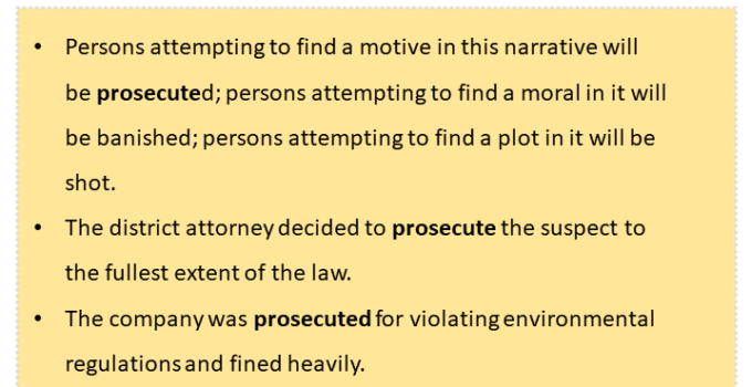 Sentences with Prosecute, Prosecute in a Sentence in English, Sentences For Prosecute