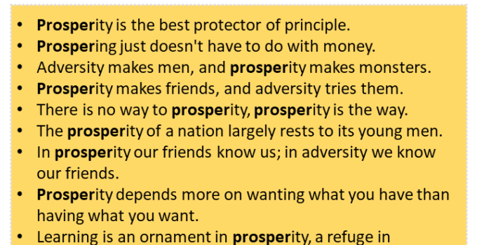 Sentences with Prosper, Prosper in a Sentence in English, Sentences For Prosper