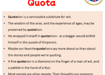 Sentences with Quota, Quota in a Sentence in English, Sentences For Quota