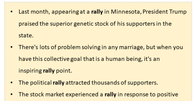 Sentences with Rally, Rally in a Sentence in English, Sentences For Rally