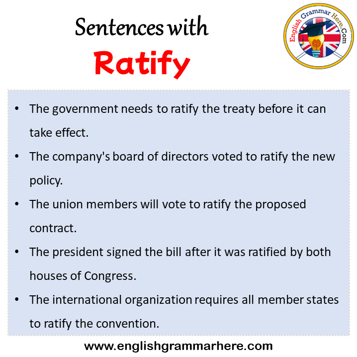 Sentences With Ratify Ratify In A Sentence In English Sentences For