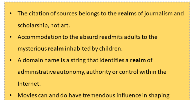 Sentences with Realm, Realm in a Sentence in English, Sentences For Realm