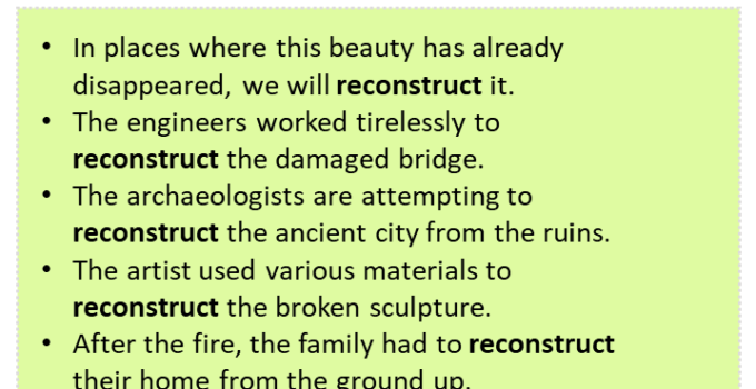 Sentences with Reconstruct, Reconstruct in a Sentence in English, Sentences For Reconstruct