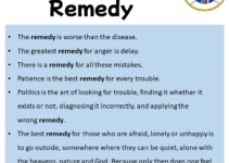 Sentences with Remedy, Remedy in a Sentence in English, Sentences For Remedy