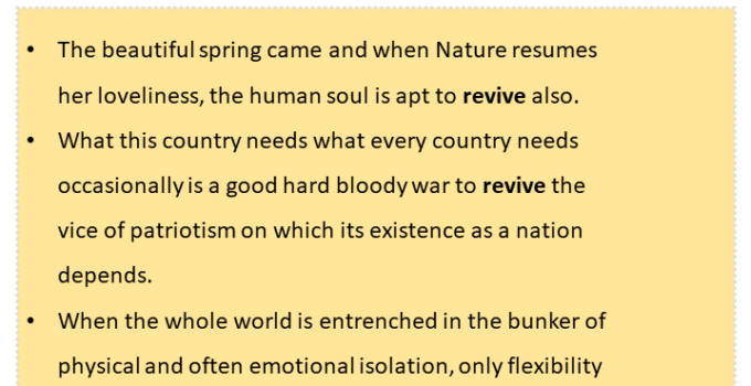 Sentences with Revive, Revive in a Sentence in English, Sentences For Revive