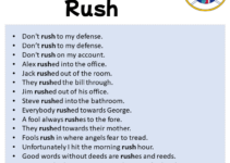 Sentences with Rush, Rush in a Sentence in English, Sentences For Rush Sentences with Rush, Rush in a Sentence in English, Sentences For Rush