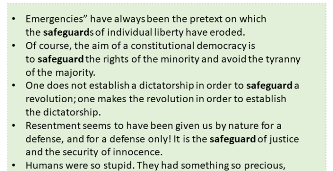 Sentences with Safeguard, Safeguard in a Sentence in English, Sentences For Safeguard