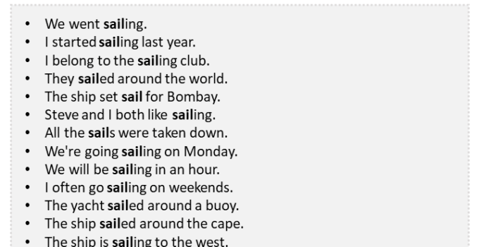 Sentences with Sail, Sail in a Sentence in English, Sentences For Sail
