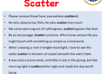 Sentences with Scatter, Scatter in a Sentence in English, Sentences For Scatter