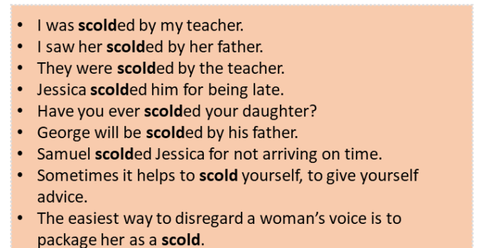 Sentences with Scold, Scold in a Sentence in English, Sentences For Scold