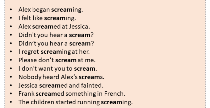 Sentences with Scream, Scream in a Sentence in English, Sentences For Scream