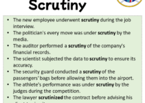 Sentences with Scrutiny, Scrutiny in a Sentence in English, Sentences For Scrutiny