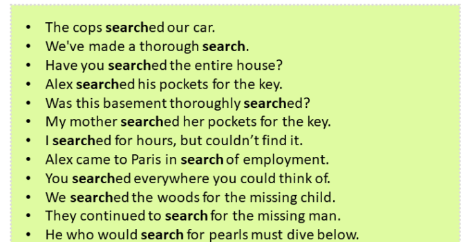 Sentences with Search, Search in a Sentence in English, Sentences For Search